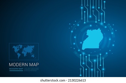 Mapa abstracto del vector del diagrama de placa de circuito del procesador de chips de la tecnología de Uganda.