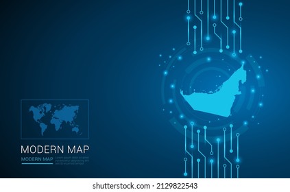 Abstract map ot United Arab Emirates technology chip processor background circuit board diagram vector.