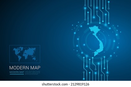 Abstract map ot Vietnam technology chip processor background circuit board diagram vector.