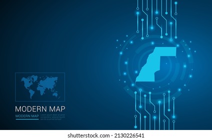 Abstrakte Karte der Western Sahara Technologie Chip Prozessor Hintergrund-Schaltplan-Schaltplan-Vektorgrafik.