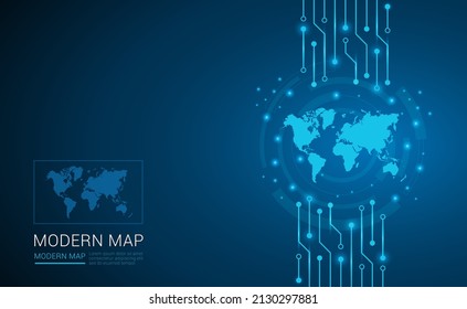 Abstract map ot World technology chip processor background circuit board diagram vector.