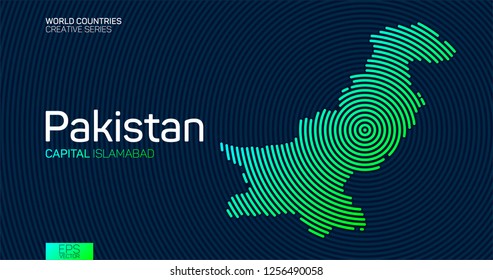 Abstract map of Pakistan with circle lines