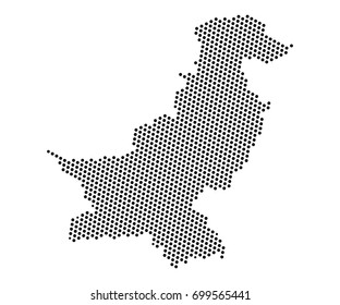 Mapa Abstractas de Pakistán salpica el planeta, las líneas, el mapa mundial del concepto de semitono. Ilustración vectorial eps 10.