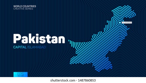 Abstract map of Pakistan with hexagon lines