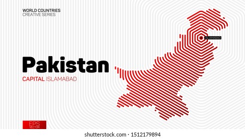 Abstract map of Pakistan with red hexagon lines