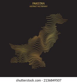 mapa abstracto de Pakistán - iluminación vectorial de un mapa de colores dorados a rayas