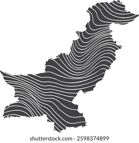 abstract map of Pakistan with wave pattern