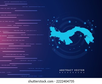 Abstract map of Panama technology with hi-tech digital data connection system background circuit.