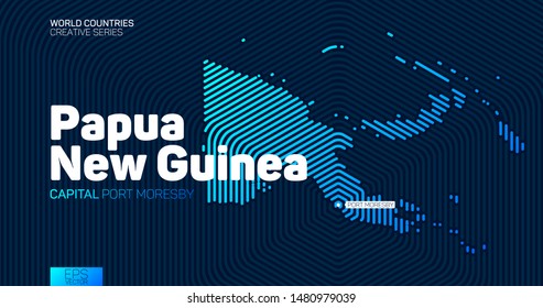 Abstract map of Papua New Guinea with hexagon lines
