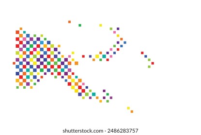 Mapa Abstractas de Papúa Nueva Guinea con un patrón de cuadros coloridos como un tablero de ajedrez