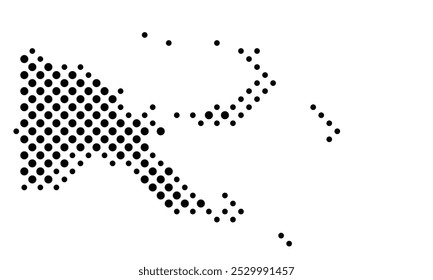 Abstract map of Papua New Guinea with a pattern of black circles like a chessboard