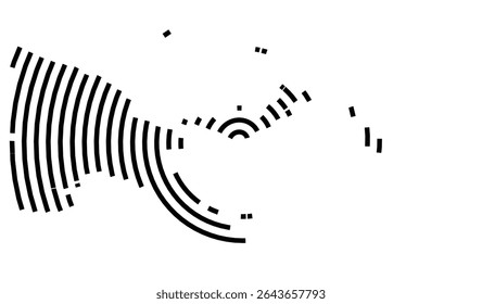 Abstract map of Papua New Guinea showing the country with a black spiral line