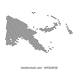 Abstract map of Papua New Guinea dots planet, lines, global world map halftone concept. Vector illustration eps 10.
