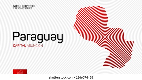 Abstract map of Paraguay with red circle lines