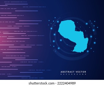 Abstract map of Paraguay technology with hi-tech digital data connection system background circuit.