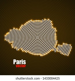 Abstract map Paris of glowing radial dots, halftone concept. Vector illustration, eps 10