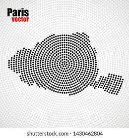 Abstract map Paris of radial dots, halftone concept. Vector illustration, eps 10
