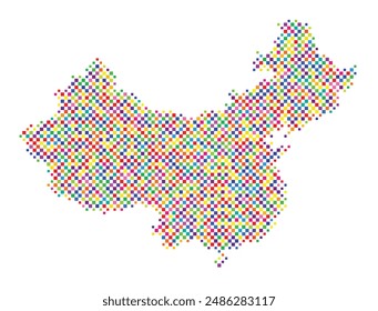 Mapa Abstractas de la República de China de las Personas con un patrón de cuadrados coloridos como un tablero de ajedrez