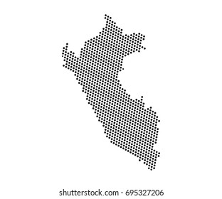 Abstract map of Peru dots planet, lines, global world map halftone concept. Vector illustration eps 10.