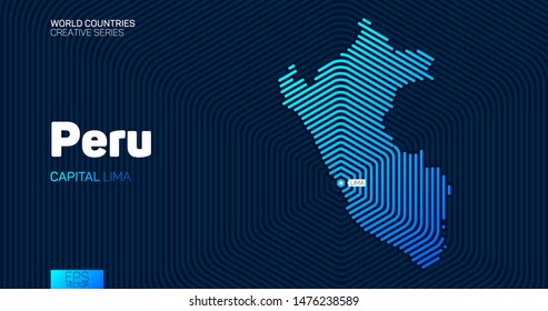 Abstract map of Peru with hexagon lines