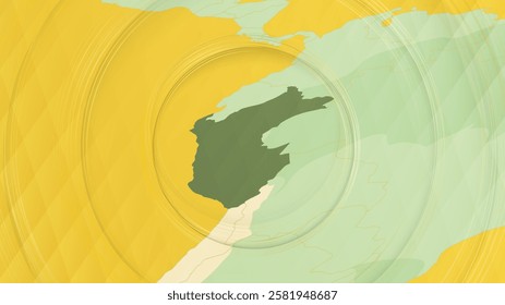 Abstract Map of Peru and Surrounding Regions with Circular Patterns. Vibrant Abstract Map.