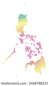 Abstract map of the Philippines showing the area ot the country with concentric rings in rainbow colors like a shooting target.
