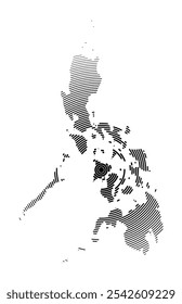 Abstract map of the Philippines showing the country with concentric black tapering lines