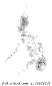 Abstract map of the Philippines showing the country border buffered inside with black tapering lines