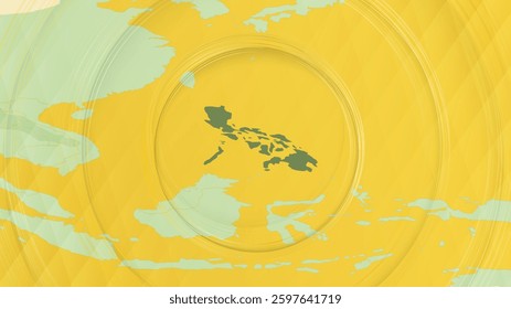 Abstract Map of Philippines and Surrounding Regions with Circular Patterns. Vibrant Abstract Map.