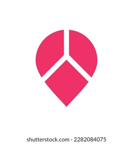 Abstract map pin logo design, location icon vector illustration
