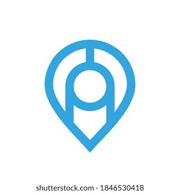 Abstract map pin logo icon design template elements, gps sign illustration, location pointer symbol