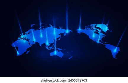 Abstract Map of the planet. World map. Global social network. Future. Blue futuristic background with planet Earth. Internet and technology. Hitech communication concept innovation , vector design