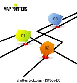 Abstract Map Pointers - Infographic Element - Vector Illustration
