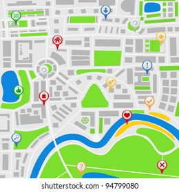 Abstract map with pointers, vector illustration