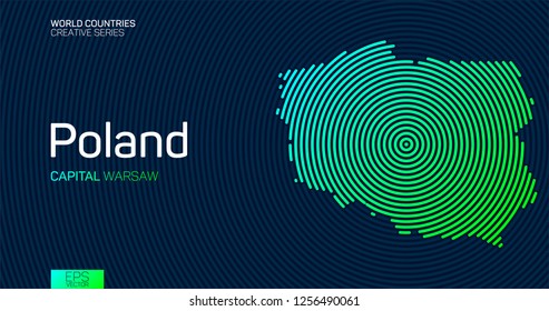 Abstract map of Poland with circle lines