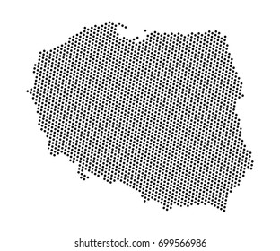 Abstract map of Poland dots planet, lines, global world map halftone concept. Vector illustration eps 10.