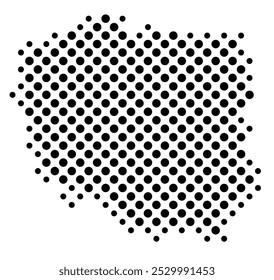 Abstract map of Poland with a pattern of black circles like a chessboard