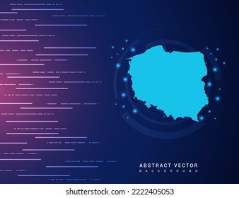 Abstrakte Karte der polnischen Technologie mit High-Tech-Digital-Datenerfassungssystem Hintergrund-Schaltung.