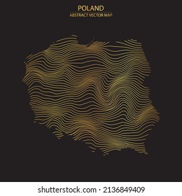 abstract map of Poland - vector illustartion of striped gold colored map