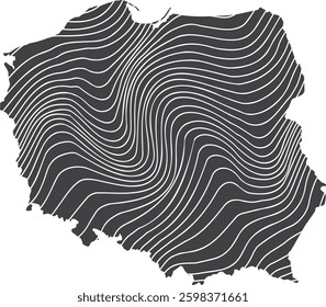 abstract map of Poland with wave pattern