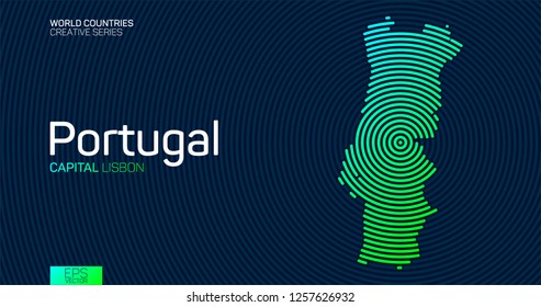 Abstract map of Portugal with circle lines