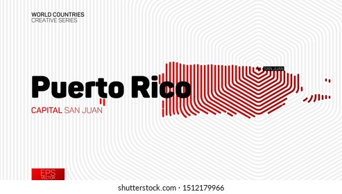 Abstract map of Puerto Rico with red hexagon lines