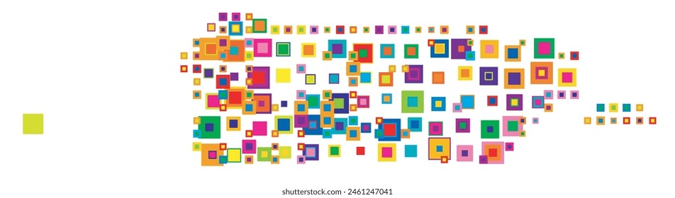 Abstract map of Puerto Rico. Abstract map showing the country with a pattern of overlapping colorful squares like candies