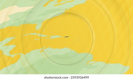 Abstract Map of Puerto Rico and Surrounding Regions with Circular Patterns. Vibrant Abstract Map.