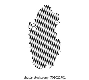 Abstract map of Qatar dots planet, lines, global world map halftone concept. Vector illustration eps 10.