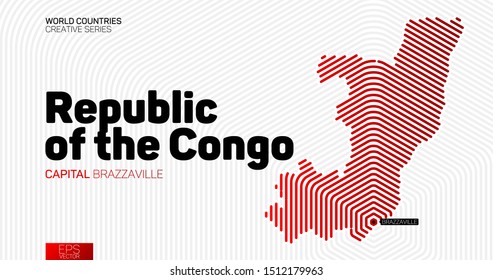 Abstract map of Republic of the Cong with red hexagon lines