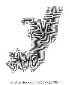 Abstract map of the Republic of the Congo showing the country border buffered inside with black tapering lines