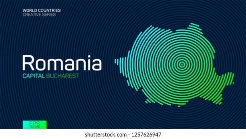Abstract map of Romania with circle lines