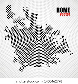 Mapa abstracto Roma de puntos radiales, concepto de medio tono. Ilustración del vector, pasos 10
