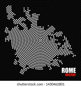 Abstract map Rome of radial dots, halftone concept. Vector illustration, eps 10